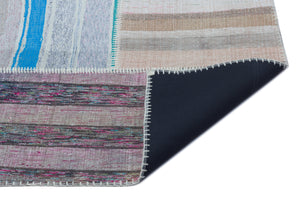 Striped Over Dyed Kilim Patchwork Unique Rug 5'3'' x 7'7'' ft 160 x 230 cm