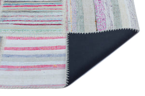 Striped Over Dyed Kilim Patchwork Unique Rug 5'3'' x 7'7'' ft 160 x 230 cm