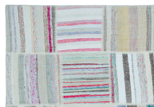 Striped Over Dyed Kilim Patchwork Unique Rug 5'3'' x 7'7'' ft 160 x 230 cm