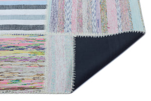 Striped Over Dyed Kilim Patchwork Unique Rug 5'3'' x 7'5'' ft 160 x 225 cm