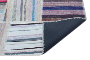 Striped Over Dyed Kilim Patchwork Unique Rug 5'3'' x 7'7'' ft 160 x 230 cm