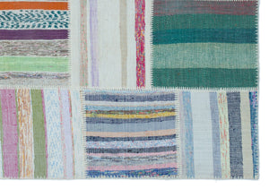 Striped Over Dyed Kilim Patchwork Unique Rug 5'3'' x 7'7'' ft 160 x 230 cm
