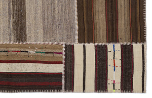 Striped Over Dyed Kilim Patchwork Unique Rug 5'3'' x 7'7'' ft 160 x 230 cm