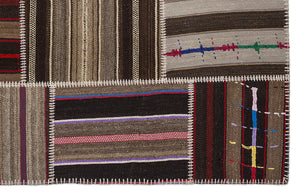 Striped Over Dyed Kilim Patchwork Unique Rug 5'3'' x 7'7'' ft 160 x 230 cm