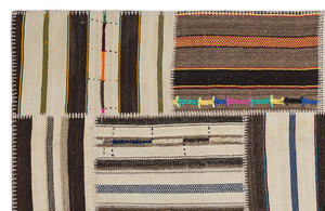 Striped Over Dyed Kilim Patchwork Unique Rug 5'3'' x 7'7'' ft 160 x 230 cm
