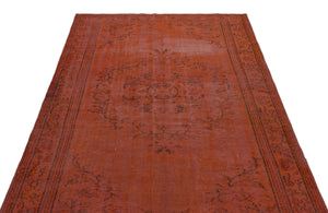 Orange Over Dyed Vintage Rug 5'4'' x 8'8'' ft 163 x 265 cm