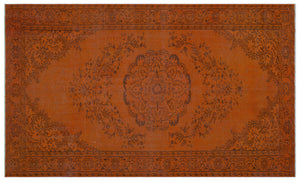 Orange Over Dyed Vintage Rug 5'10'' x 9'6'' ft 177 x 290 cm
