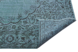 Turquoise Over Dyed Vintage Rug 5'9'' x 9'10'' ft 176 x 300 cm
