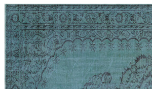 Turquoise Over Dyed Vintage Rug 5'9'' x 9'10'' ft 176 x 300 cm