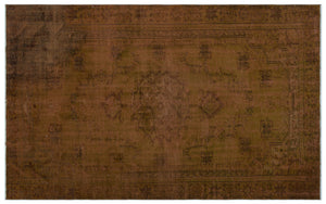 Brown Over Dyed Vintage Rug 5'7'' x 8'8'' ft 170 x 265 cm