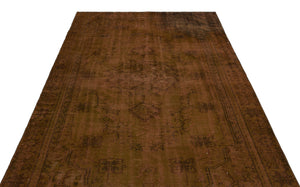 Brown Over Dyed Vintage Rug 5'7'' x 8'8'' ft 170 x 265 cm