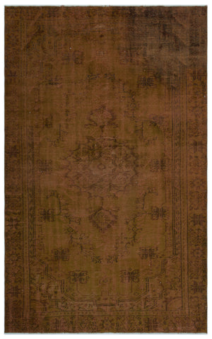 Brown Over Dyed Vintage Rug 5'7'' x 8'8'' ft 170 x 265 cm