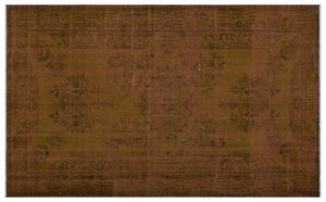 Brown Over Dyed Vintage Rug 5'10'' x 9'3'' ft 177 x 283 cm