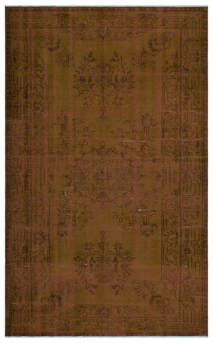 Brown Over Dyed Vintage Rug 5'10'' x 9'3'' ft 177 x 283 cm