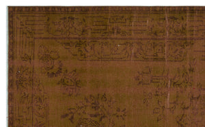 Brown Over Dyed Vintage Rug 5'10'' x 9'3'' ft 177 x 283 cm
