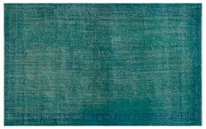Turquoise Over Dyed Vintage Rug 5'8'' x 9'2'' ft 172 x 280 cm