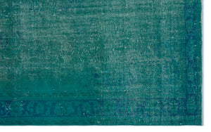 Turquoise Over Dyed Vintage Rug 5'8'' x 9'2'' ft 172 x 280 cm