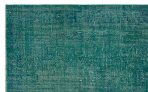 Turquoise Over Dyed Vintage Rug 5'8'' x 9'2'' ft 172 x 280 cm