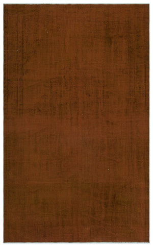 Brown Over Dyed Vintage Rug 5'5'' x 8'6'' ft 164 x 260 cm