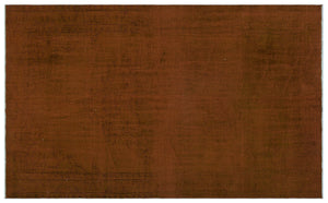 Brown Over Dyed Vintage Rug 5'5'' x 8'6'' ft 164 x 260 cm