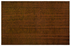 Brown Over Dyed Vintage Rug 5'11'' x 9'3'' ft 181 x 283 cm