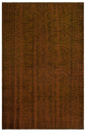 Brown Over Dyed Vintage Rug 5'11'' x 9'3'' ft 181 x 283 cm