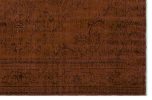 Brown Over Dyed Vintage Rug 5'7'' x 8'6'' ft 171 x 258 cm