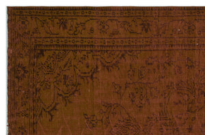 Brown Over Dyed Vintage Rug 5'7'' x 8'6'' ft 171 x 258 cm