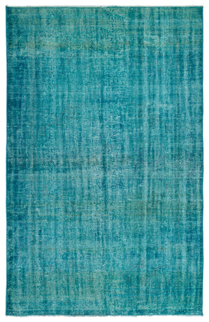 Turquoise Over Dyed Vintage Rug 5'11'' x 9'0'' ft 180 x 275 cm