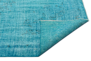 Turquoise Over Dyed Vintage Rug 6'1'' x 9'3'' ft 185 x 281 cm