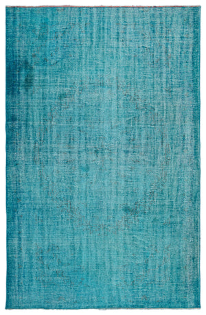Turquoise Over Dyed Vintage Rug 6'1'' x 9'3'' ft 185 x 281 cm