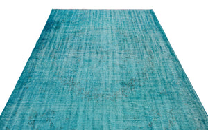 Turquoise Over Dyed Vintage Rug 6'1'' x 9'3'' ft 185 x 281 cm