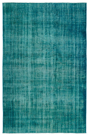 Turquoise Over Dyed Vintage Rug 5'7'' x 9'0'' ft 170 x 275 cm