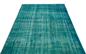 Turquoise Over Dyed Vintage Rug 5'7'' x 9'0'' ft 170 x 275 cm
