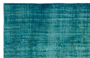 Turquoise Over Dyed Vintage Rug 5'7'' x 9'0'' ft 170 x 275 cm