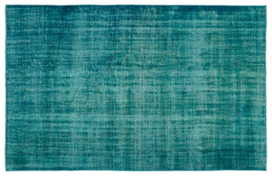 Turquoise Over Dyed Vintage Rug 5'7'' x 9'0'' ft 170 x 275 cm