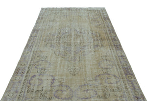 Beige Over Dyed Vintage Rug 5'7'' x 9'5'' ft 169 x 286 cm