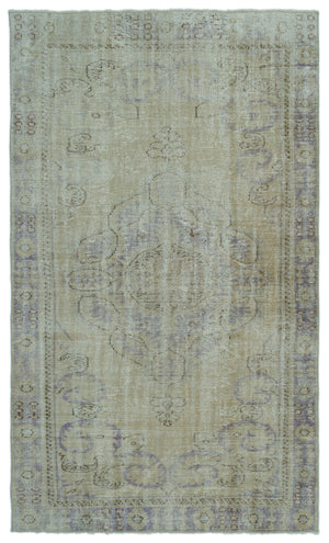 Beige Over Dyed Vintage Rug 5'7'' x 9'5'' ft 169 x 286 cm