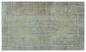 Beige Over Dyed Vintage Rug 5'7'' x 9'5'' ft 169 x 286 cm