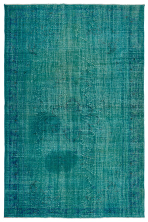 Turquoise Over Dyed Vintage Rug 6'2'' x 9'1'' ft 187 x 276 cm