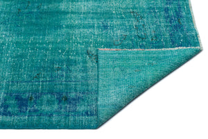 Turquoise Over Dyed Vintage Rug 6'2'' x 9'1'' ft 187 x 276 cm