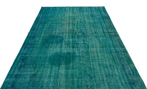 Turquoise Over Dyed Vintage Rug 6'2'' x 9'1'' ft 187 x 276 cm