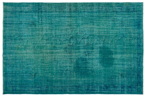 Turquoise Over Dyed Vintage Rug 6'2'' x 9'1'' ft 187 x 276 cm