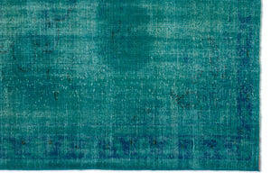 Turquoise Over Dyed Vintage Rug 6'2'' x 9'1'' ft 187 x 276 cm