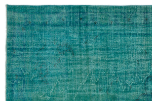 Turquoise Over Dyed Vintage Rug 6'2'' x 9'1'' ft 187 x 276 cm