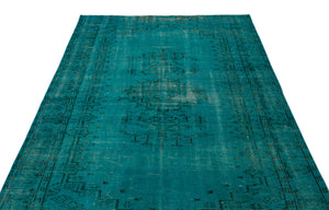 Turquoise Over Dyed Vintage Rug 5'8'' x 8'6'' ft 173 x 258 cm