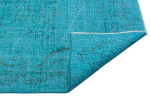 Turquoise Over Dyed Vintage Rug 5'2'' x 8'4'' ft 158 x 255 cm