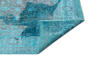 Turquoise Over Dyed Vintage Rug 6'1'' x 9'6'' ft 185 x 290 cm