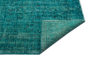 Turquoise Over Dyed Vintage Rug 5'11'' x 8'6'' ft 180 x 260 cm