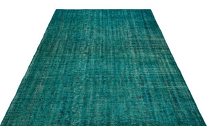 Turquoise Over Dyed Vintage Rug 5'11'' x 8'6'' ft 180 x 260 cm
